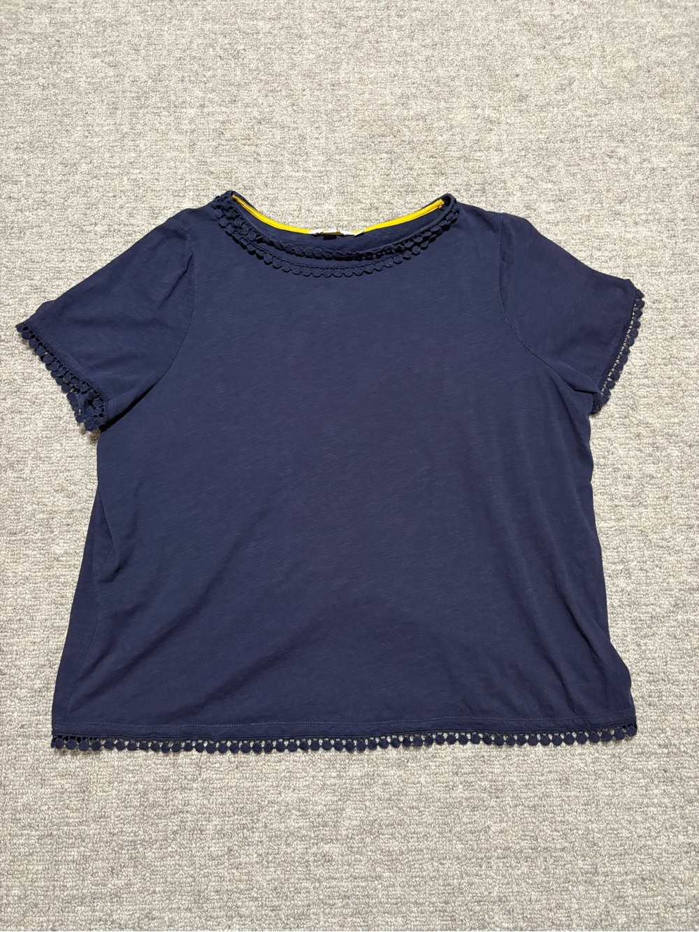 Boden Navy Short-Sleeve Tee with Neck and Arm details